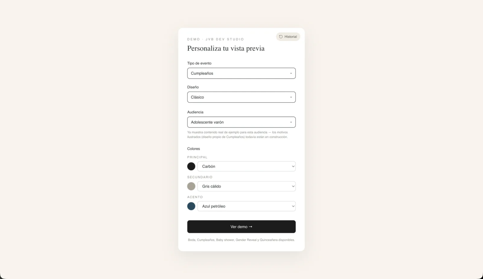 JVB Dev Studio presenta su primera experiencia de invitaciones digitales
